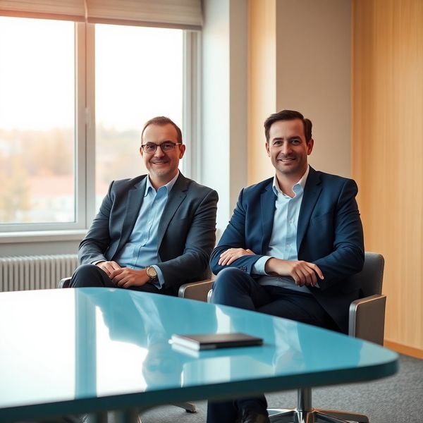 Doi consultanți fiscali ai GrowthAlign la masa de conferință din biroul din Oradea